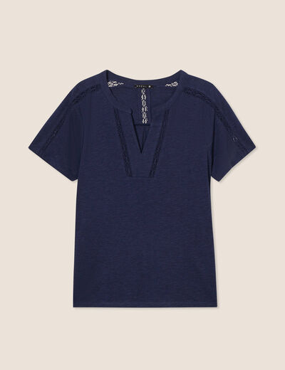 T-shirt manches courtes bleu marine femme