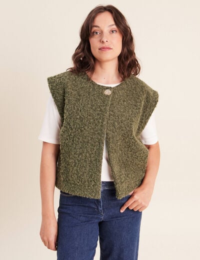 Gilet ample sans manches vert kaki femme