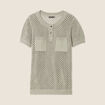 Pull manches courtes ajouré vert clair femme