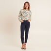 Pantalon léger taille standard 7/8ème bleu marine femme