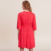 Robe empire smock&eacute;e satin rose cerise femme