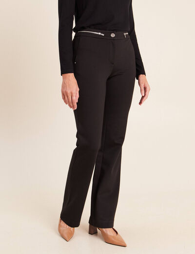Pantalon bootcut maille taille standard noir femme