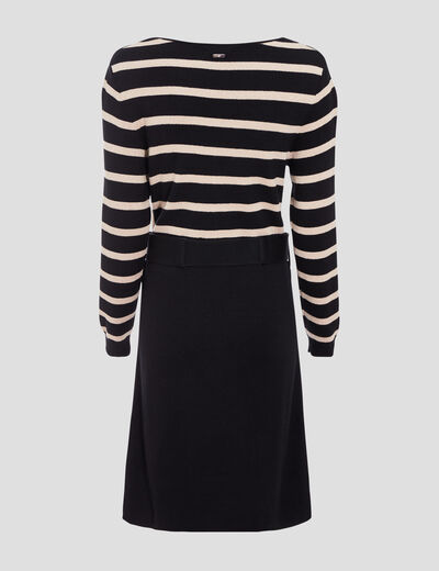 Robe pull droite ceinturée couleur or femme