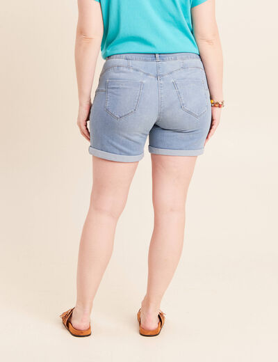 Short droit taille standard denim baby bleu femme