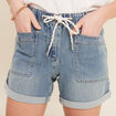 Short relax en jean denim double stone femme