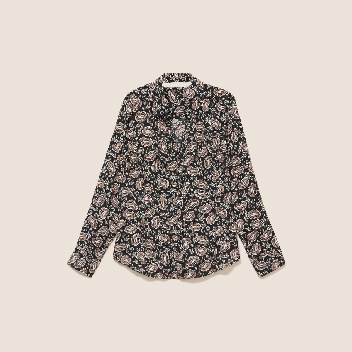 Chemise cintr&eacute;e manches longues fluide noir femme