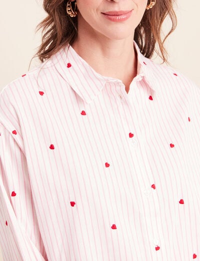 Chemise manches longues fluide rouge femme