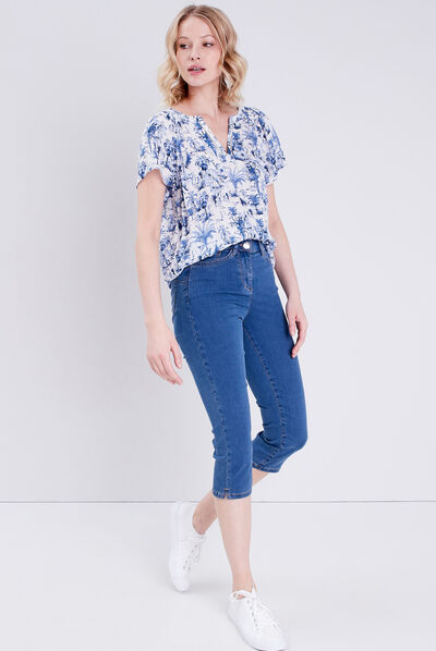 Blouse manches courtes blanc femme