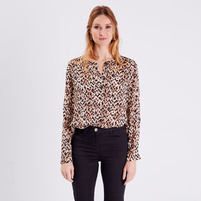 Blouse manches longues beige femme