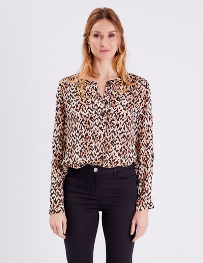 Blouse manches longues beige femme