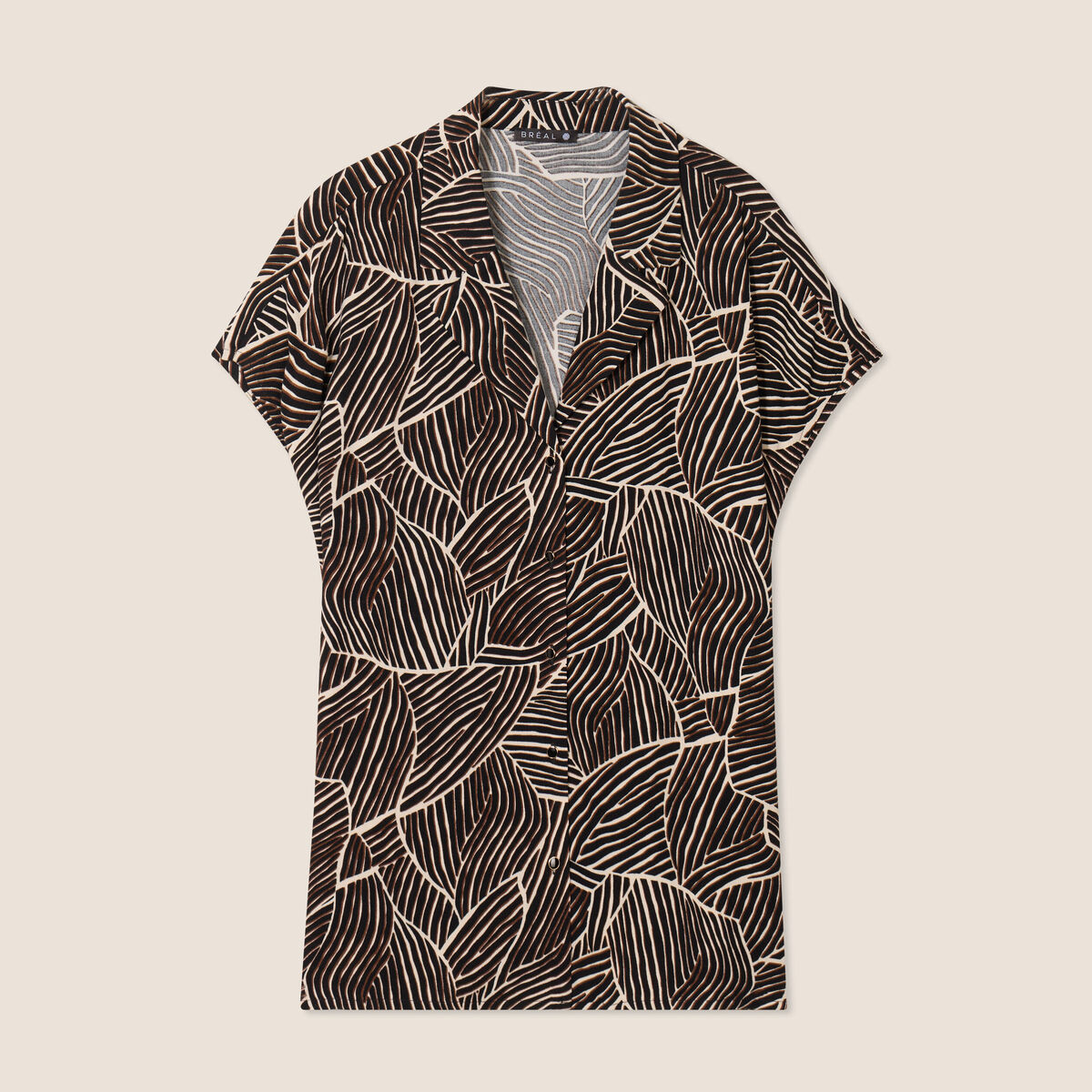 Chemise crêpe manches courtes noir femme
