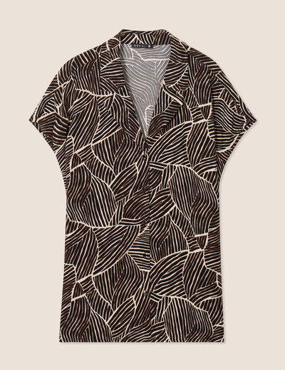 Chemise crêpe manches courtes noir femme