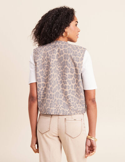 Gilet imprim&eacute; sans manches marron femme