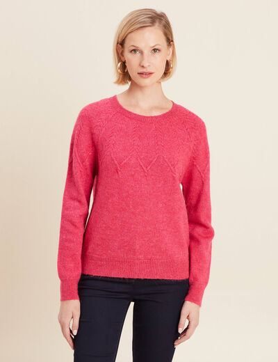 Pull manches longues rose framboise femme