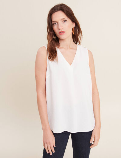 Blouse sans manches ecru femme