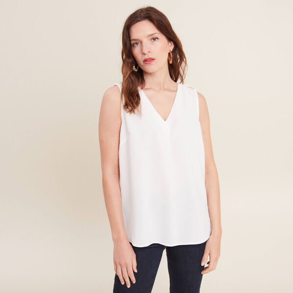 Blouse sans manches ecru femme