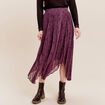Jupe longue évasée plissée violet femme