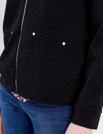 Gilet manches longues zippé noir femme