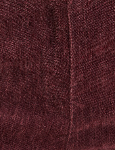 Jean taille haute en velours bordeaux femme