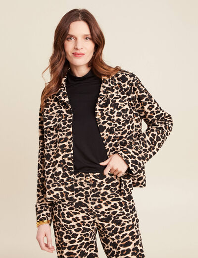 Veste droite boutonnée creme femme
