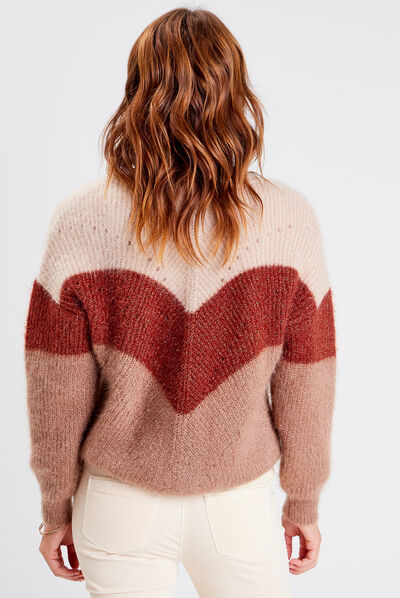 Pull manches longues camel femme