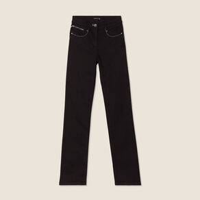 Pantalon droit taille haute noir femme