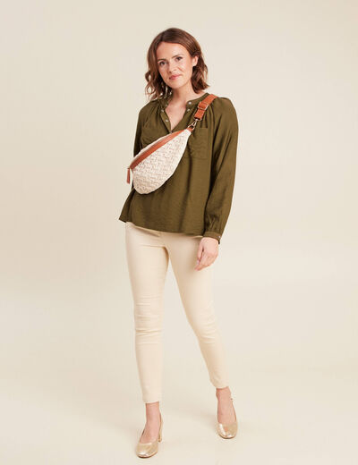 Blouse manches longues vert olive femme