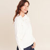 Pull droit col montant manches longues ecru femme