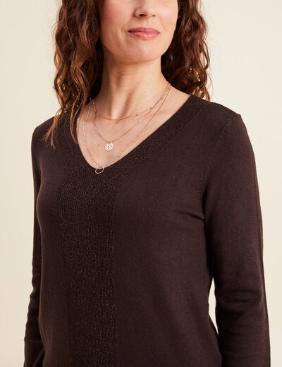 Pull manches longues marron foncé femme