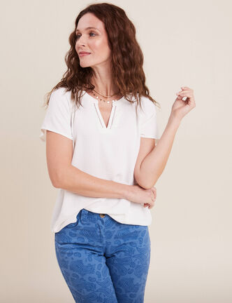 Blouse manches courtes ecru femme