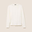 T-shirt manches longues col montant blanc femme