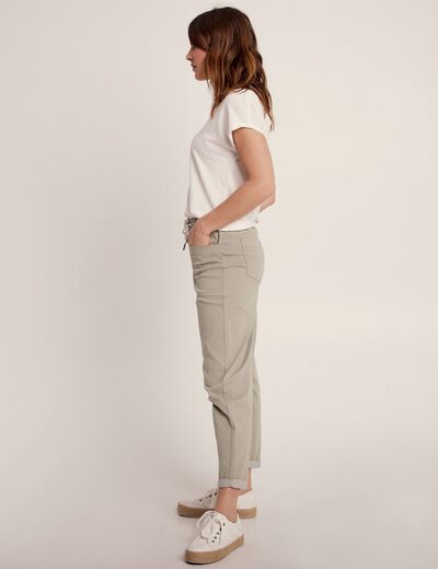 Pantalon coupe mom 7/8&egrave;me vert clair femme