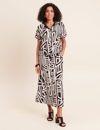 Chemise r&eacute;versible ample manches courtes noir femme