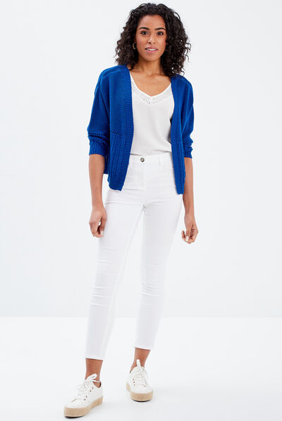 Gilet manches longues bleu electrique femme