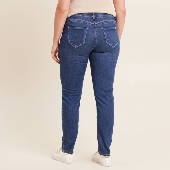 Jean magique ajusté taille standard denim double stone femme