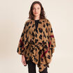 Poncho ceintur&eacute; taupe femme