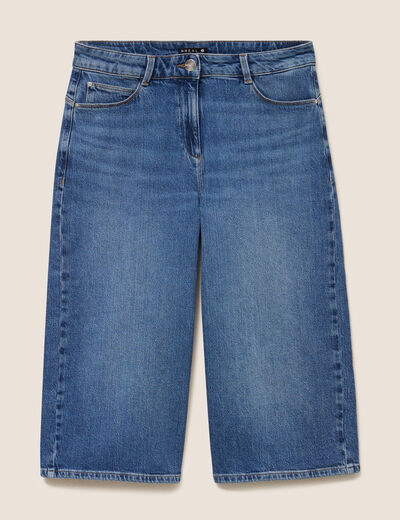 Jean bermuda taille haute denim denim stone femme