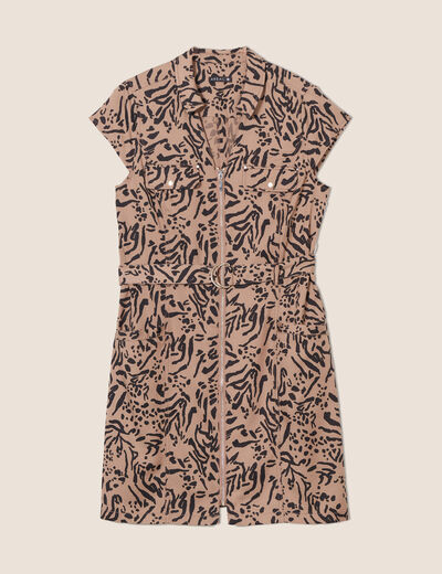 Robe droite zippée creme femme