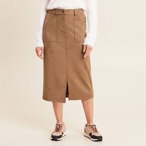 jupe longue droite suedine marron femme Jupe longue droite suédine marron femme