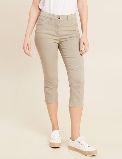 Pantacourt droit taille standard vert clair femme