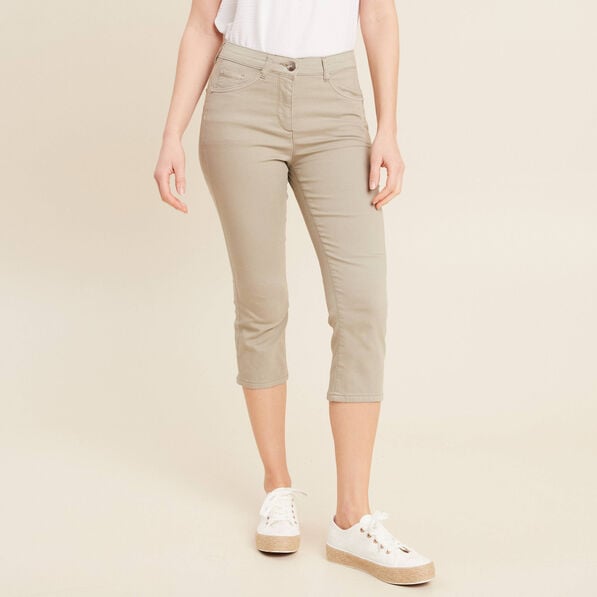 pantacourt droit taille standard vert clair femme Pantacourt droit taille standard vert clair femme