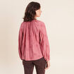 Blouse ample manches longues brod&eacute;e mauve femme