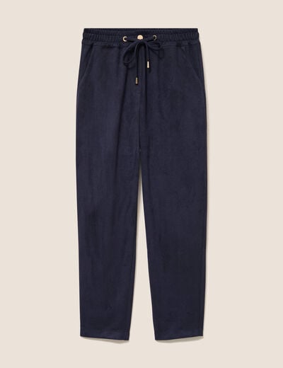 Jogging aspect daim bleu fonc&eacute; femme