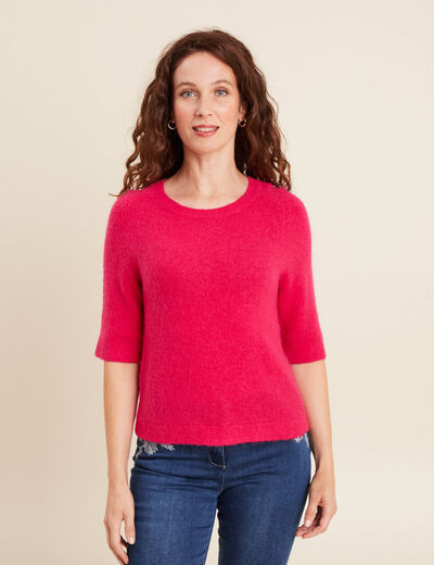 Pull col bateau rose femme