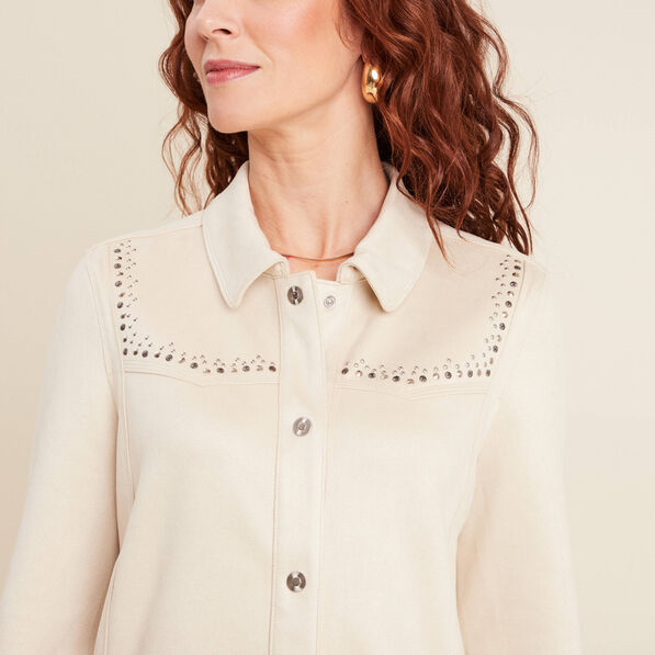 Veste suédine détails cloutés sable femme