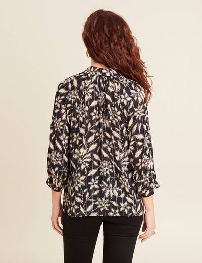 Chemise manches 3/4 noir femme