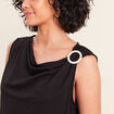 T-shirt col b&eacute;nitier noir femme