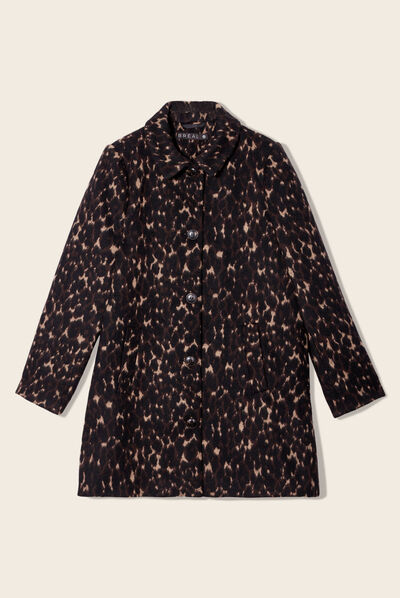 Manteau droit col à revers noir femme