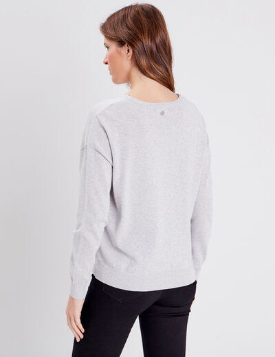 Pull manches longues gris clair femme