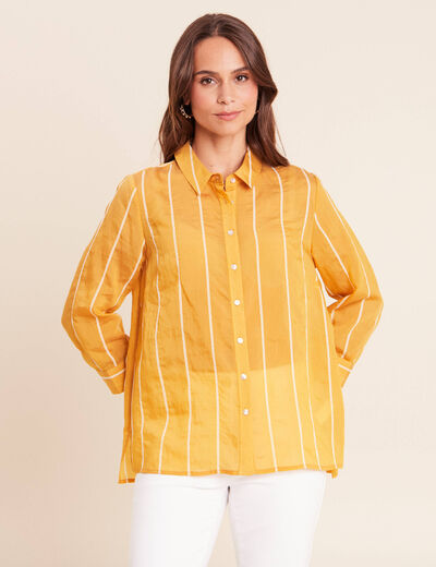 Chemise ample manches 3/4 col chemise jaune femme